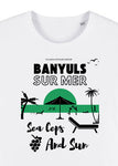 T-shirt blanc "Sea ceps and sun" Banyuls-sur-mer