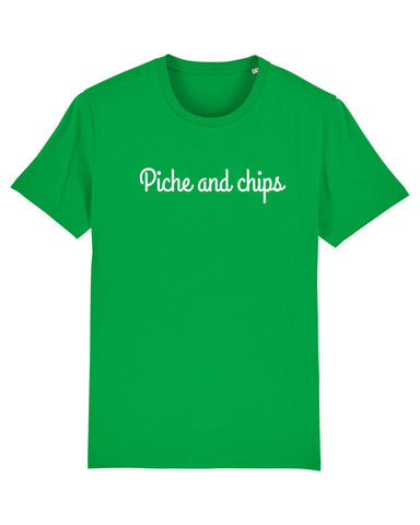 T-shirt "Piche and chips" logo blanc